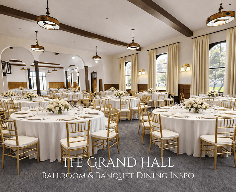grand hall with banquet setup